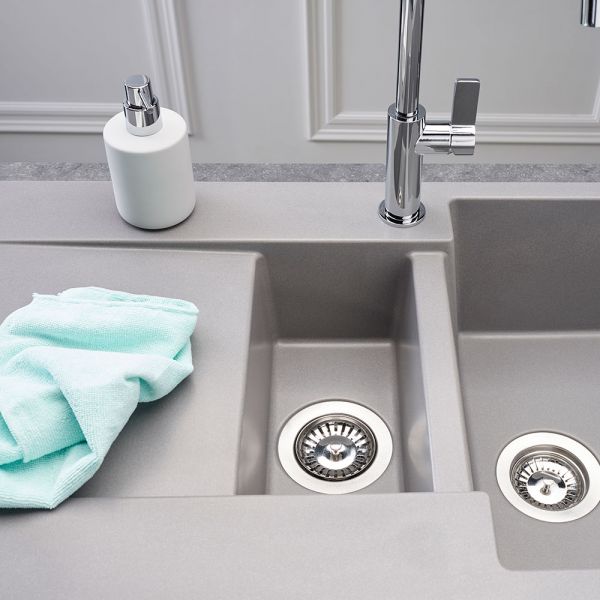 Reginox Amsterdam Grey 1.5 Bowl Granite Kitchen Sink 1000 x 500mm #5