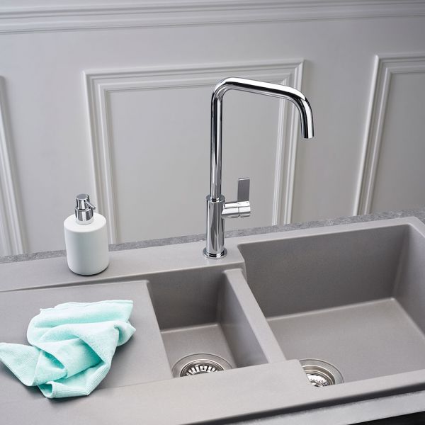 Reginox Amsterdam Grey 1.5 Bowl Granite Kitchen Sink 1000 x 500mm #6