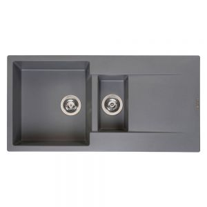Reginox Amsterdam Grey 1.5 Bowl Granite Kitchen Sink 1000 x 500mm