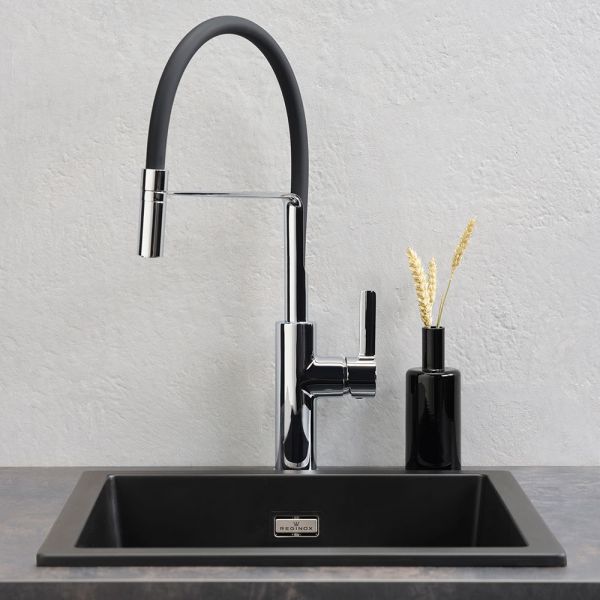 Reginox Amsterdam Black 1 Bowl Granite Kitchen Sink 460 x 460mm #3