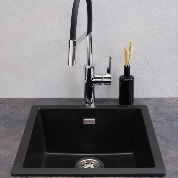 Reginox Amsterdam Black 1 Bowl Granite Kitchen Sink 460 x 460mm #5
