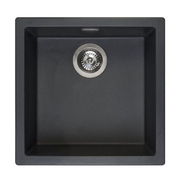 Reginox Amsterdam Black 1 Bowl Granite Kitchen Sink 460 x 460mm