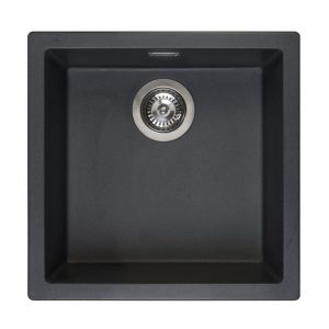 Reginox Amsterdam Black 1 Bowl Granite Kitchen Sink 460 x 460mm