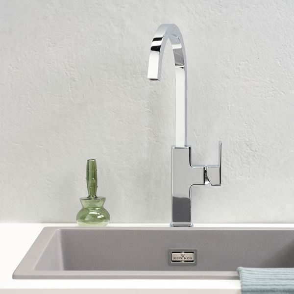 Reginox Amsterdam Grey 1 Bowl Granite Kitchen Sink 460 x 460mm #3