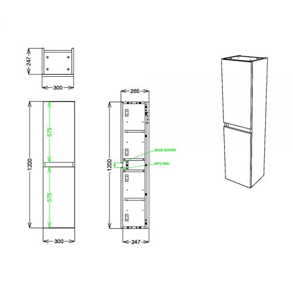 Apex Green Tall Bathroom Storage Unit #2