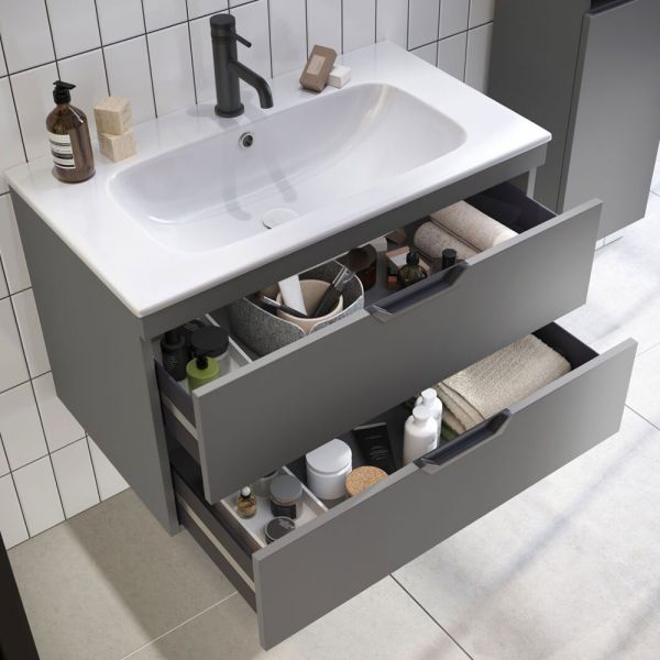 Apex Aubrey Grey 800 Wall Hung Vanity Unit and Basin #2