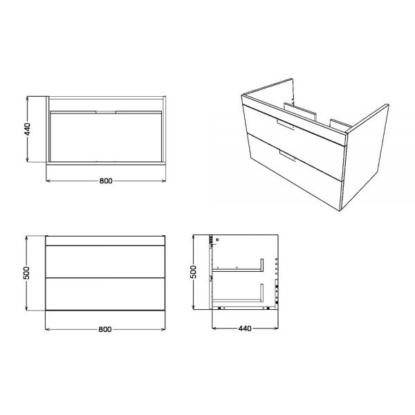 Apex Aubrey Green 800 Wall Hung Vanity Unit and Basin #2