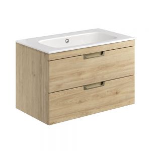 Apex Aubrey Oak 800 Wall Hung Vanity Unit and Basin