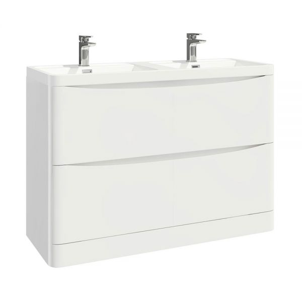 Apex Bella White 1200 Floor Standing Vanity Unit and Double Basin