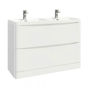 Apex Bella White 1200 Floor Standing Vanity Unit and Double Basin