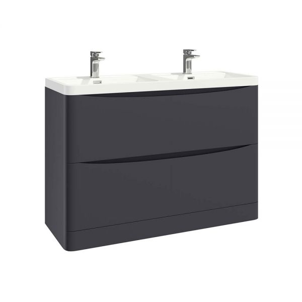 Apex Bella Matt Grey 1200 Floor Standing Vanity Unit and Double Basin