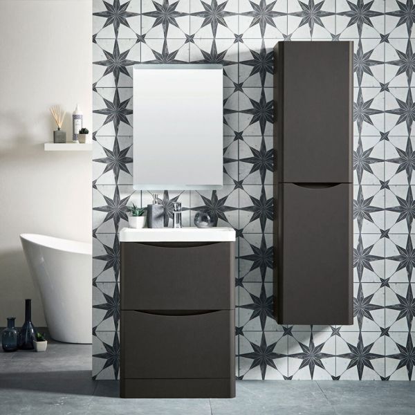 Apex Bella Matt Grey Tall Bathroom Storage Unit #2