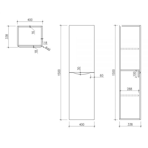Apex Bella Matt Grey Tall Bathroom Storage Unit #3