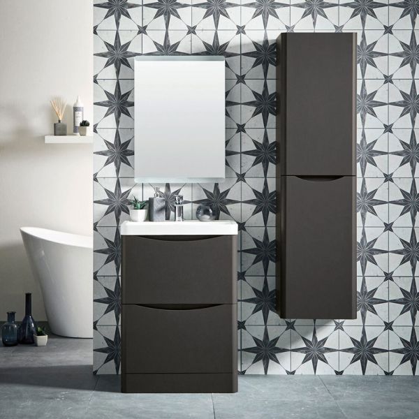 Apex Bella Matt Grey 600 Floor Standing Vanity Unit and Basin #2