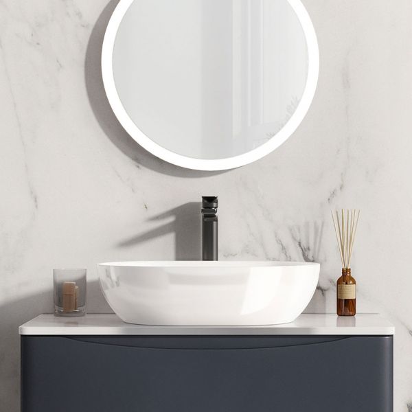 Apex Bella Matt Grey 500 Wall Hung Vanity Unit and White Worktop #2