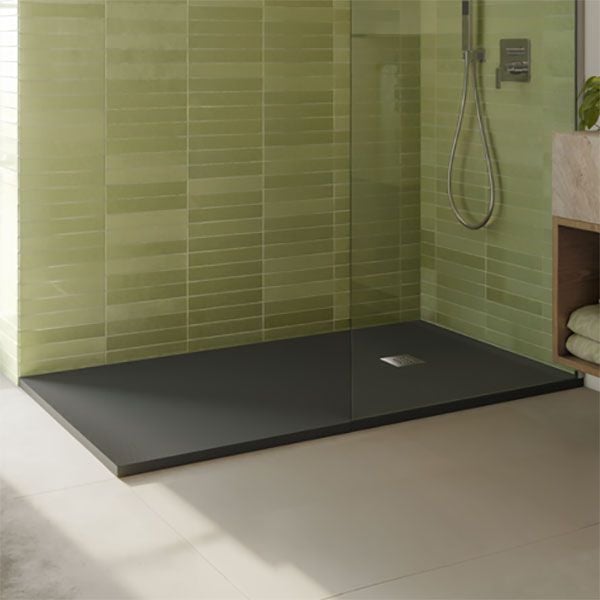 Apex Rectangular 1500 x 800 Charcoal Grey Slate Effect Shower Tray