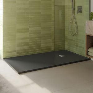 Apex Rectangular 1000 x 800 Charcoal Grey Slate Effect Shower Tray