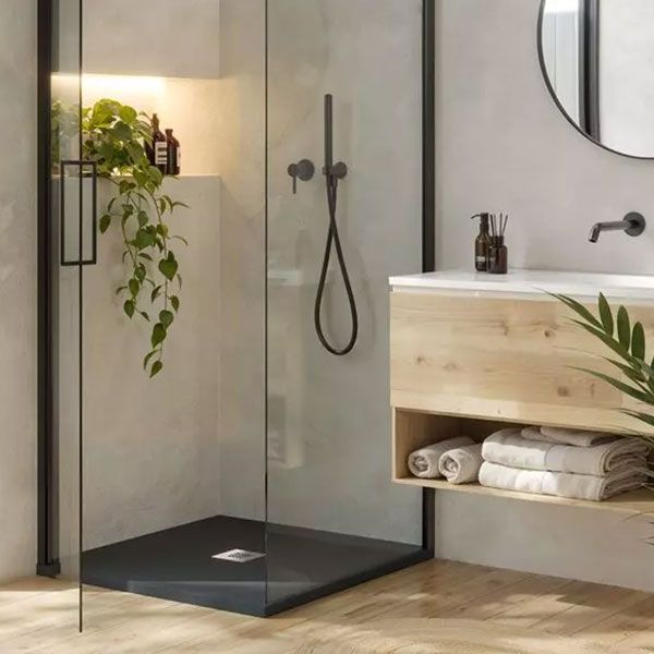 Apex Square 1000 x 1000 Charcoal Grey Slate Effect Shower Tray #2