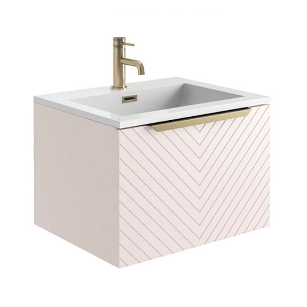 Apex Chevron Matt Pink 600 Wall Hung Vanity Unit