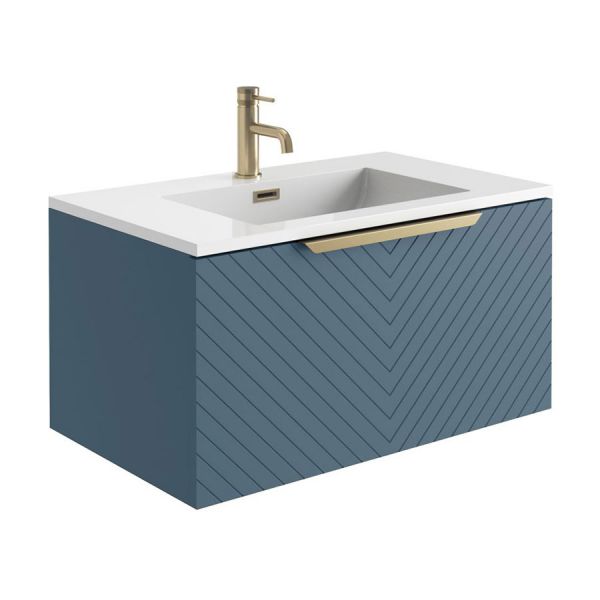 Apex Chevron Matt Blue 800 Wall Hung Vanity Unit