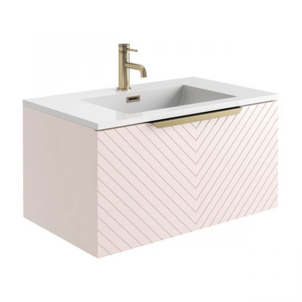 Apex Chevron Matt Pink 800 Wall Hung Vanity Unit