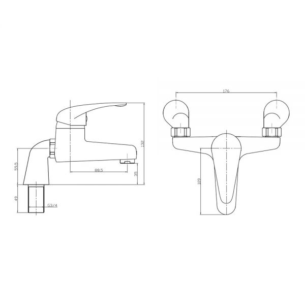 Apex Contract Chrome Bath Filler Tap #2