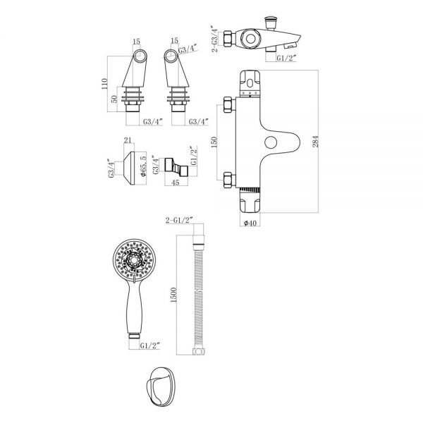 Apex Contract Thermostatic Bath Shower Mixer Tap #2