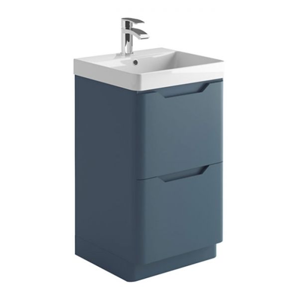 Apex Ella Matt Blue 500 Floor Standing Vanity Unit and Basin