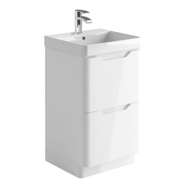 Apex Ella White 500 Floor Standing Vanity Unit and Basin