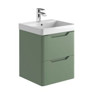 Apex Ella Matt Green 500 Wall Hung Vanity Unit and Basin