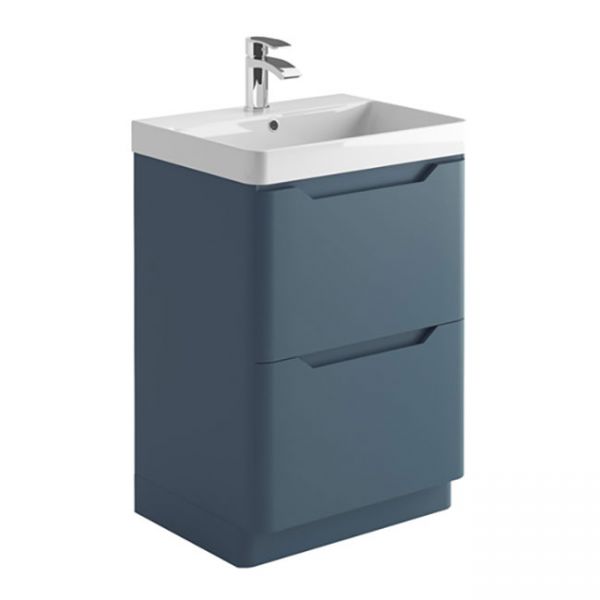 Apex Ella Matt Blue 600 Floor Standing Vanity Unit and Basin