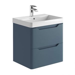 Apex Ella Matt Blue 600 Wall Hung Vanity Unit and Basin