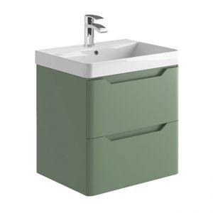 Apex Ella Matt Green 600 Wall Hung Vanity Unit and Basin