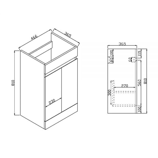 Apex Empire White 500 Floor Standing Vanity Unit and Basin #2