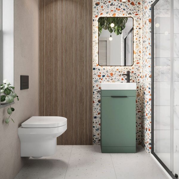 Apex Esme Green 450 Floor Standing Cloakroom Vanity Unit and Basin #2
