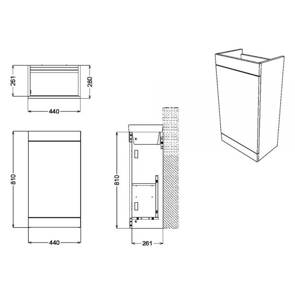 Apex Esme White 450 Floor Standing Cloakroom Vanity Unit and Basin #2