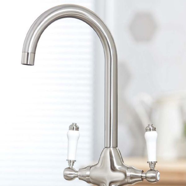 Apex Harrogate Brushed Nickel Mono Kitchen Mixer Tap #2