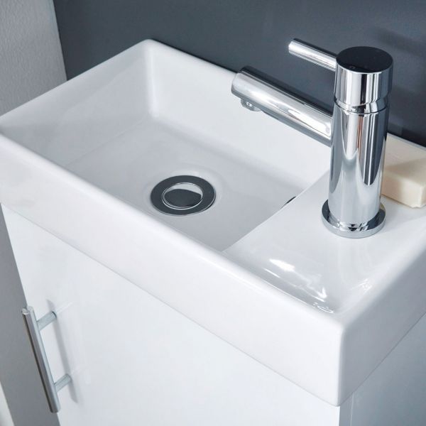 Apex Lanza White 400 Floor Standing Cloakroom Vanity Unit and Basin #2