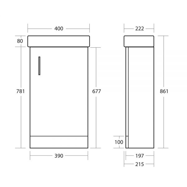 Apex Lanza White 400 Floor Standing Cloakroom Vanity Unit and Basin #3