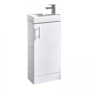 Apex Lanza White 400 Floor Standing Cloakroom Vanity Unit and Basin