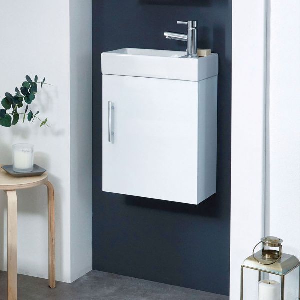 Apex Lanza White 400 Wall Hung Cloakroom Vanity Unit and Basin #2
