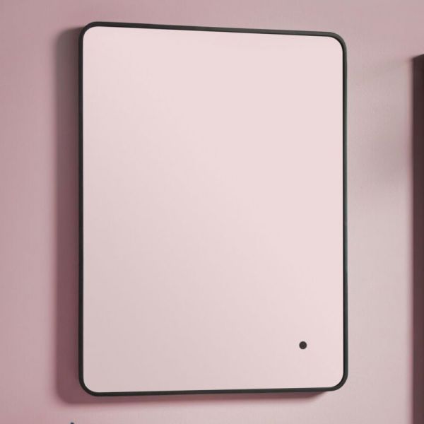 Apex Alfie Soft Edge LED Matt Black Bathroom Mirror 600 x 800mm
