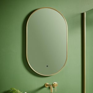 Apex Aubrey LED Brushed Brass Capsule Bathroom Mirror 500 x 800mm