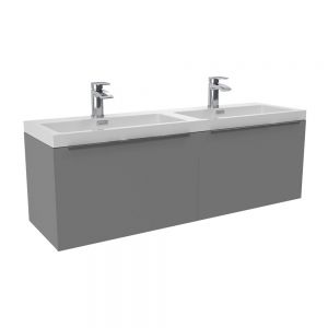 Apex Muro Plus Grey 1200 Wall Hung Vanity Unit and Double Basin