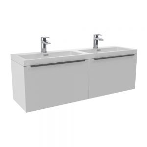 Apex Muro Plus White 1200 Wall Hung Vanity Unit and Double Basin