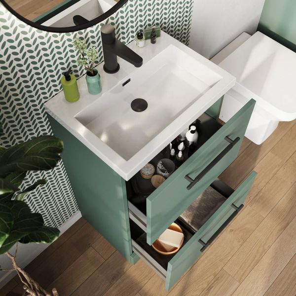 Apex Muro Plus Green 500 Floor Standing Vanity Unit and Basin #2