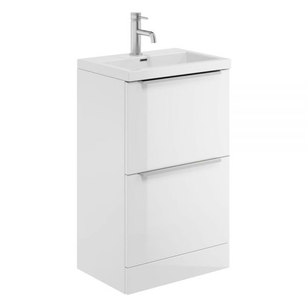Apex Muro Plus White 500 Floor Standing Vanity Unit and Basin