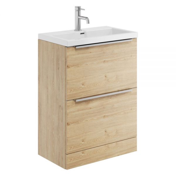 Apex Muro Plus Oak 600 Floor Standing Vanity Unit and Basin