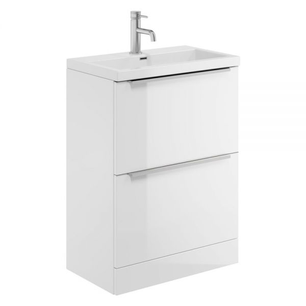 Apex Muro Plus White 600 Floor Standing Vanity Unit and Basin