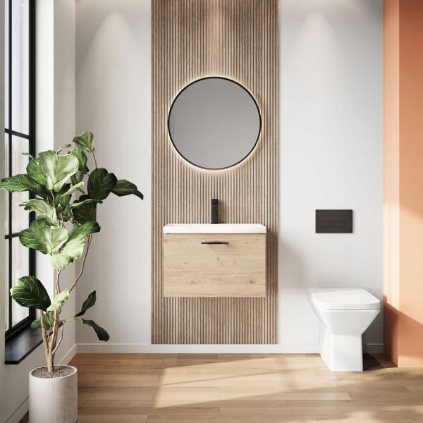 Apex Muro Plus Oak 500 Wall Hung Vanity Unit and Basin #2